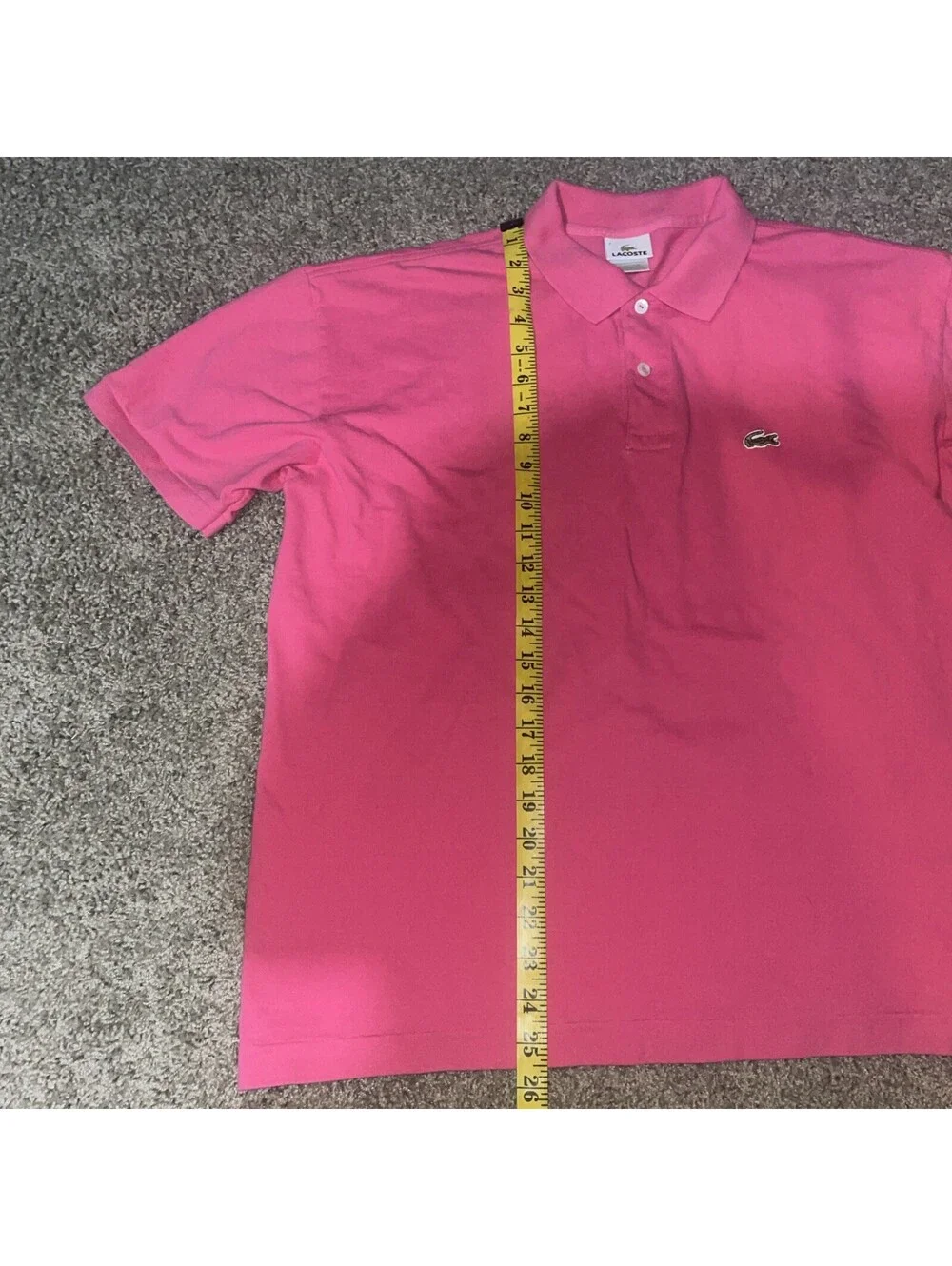 VTG Lacoste Polo Shirt Extra Large Size 7 Pink Green Crocodile Casual Outdoors